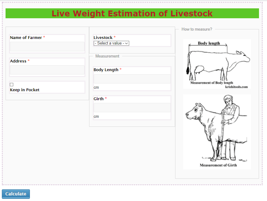 Live Weight Estimation of Livestock KrishiTools